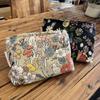 Холщовая косметичка с цветами, дорожные туалетные принадлежности, средства по уходу за кожей, органайзер, косметичка, холщовые сумки для хранения на открытом воздухе