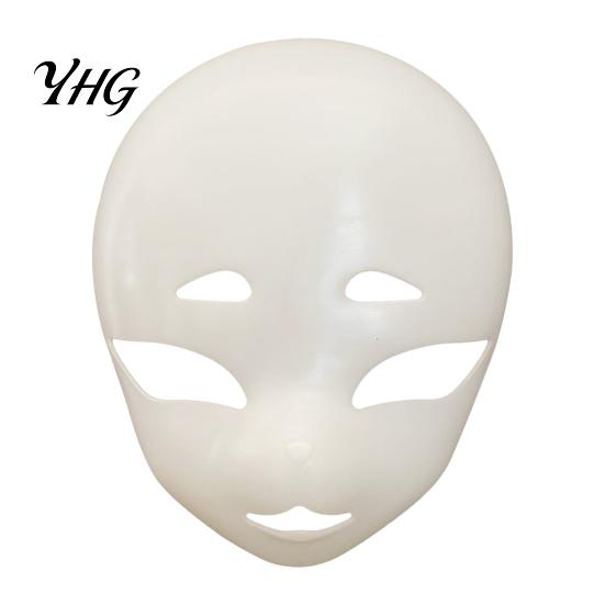 Halloween Party Mask DIY Blank Fox Mask, White Furry Head Base Unpainted Animal Anime Style Costume Fursuit Accessory for Masquerade Cosplay Therian