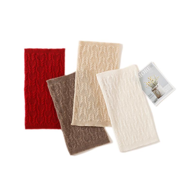 Autumn/Winter Cashmere Knit Women's Scarf: Solid Color Hollow-out Neck Warmer Pullover