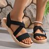 Elastic Corss Strap Flat Sandals for Women Summer  Lightweight Non Slip Beach Sandals Woman Comfort Soft Sole Casual Shoes