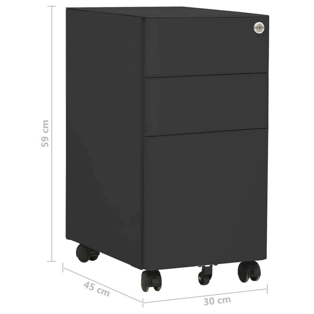 Filing Cabinet on Casters Anthracite 30 x 45 x 59 cm Steel