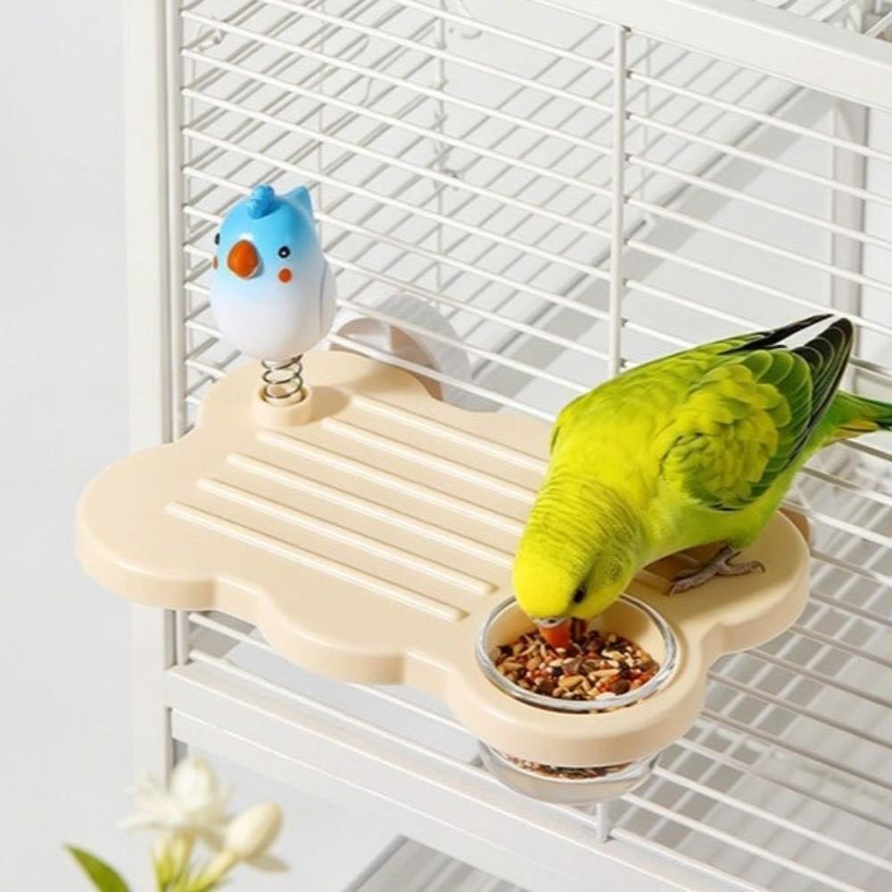 Rectangle Parrot Perch Stand with Water Bowl Birdcage Food Bowl Easy To Clean