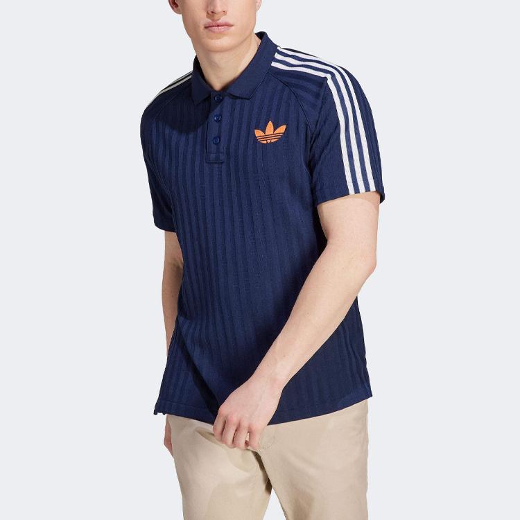 adidas Оригиналы SS23 Adicolor 70-х годов ретро-серия трехполосная рубашка поло с цветными блоками и логотипом мужские топы темно-синие IP6975