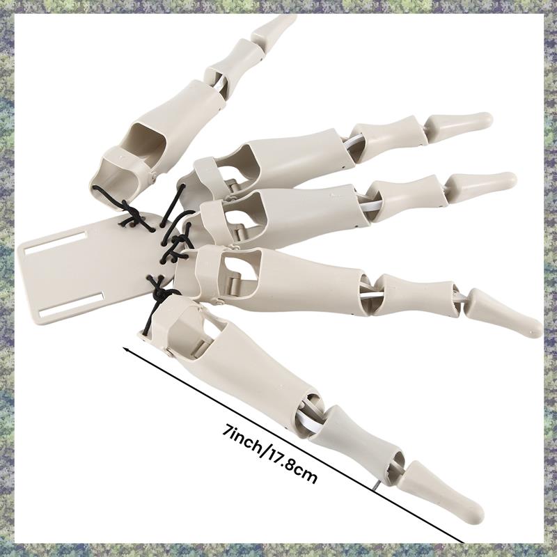 WON 1 Set White Plastic Realistic Skeleton Hands Horror Ghost Claw Props Finger Glove