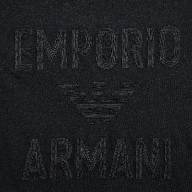 Emporio Armani Мужская футболка с принтом логотипа SS24, круглый вырез, черная 211818-3R485-00020