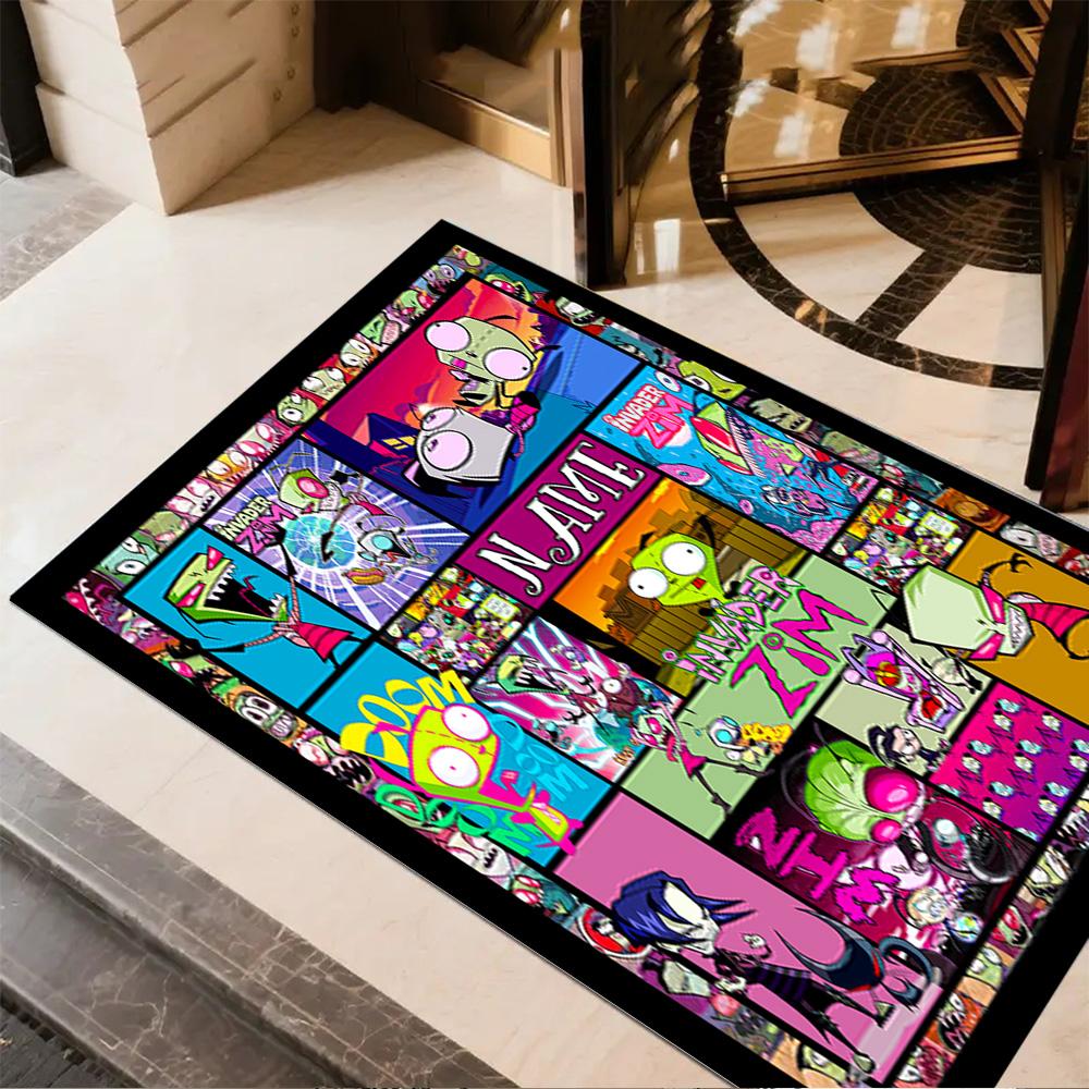 Invader Zim Comic Collage Customize Your Name Floor Rug Office Rug Suitable for Game Room Playrooms Balcony Dining Room Anti-slip Rug