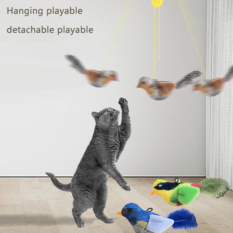 Кошка Интерактивные Игрушки Кошачья Мята Птица (С кошачьей мятой) Собаки Кошки Активируемая при касании пищащая плюшевая игрушка для питомца, устойчивая к укусам подвесная игрушка для кошек