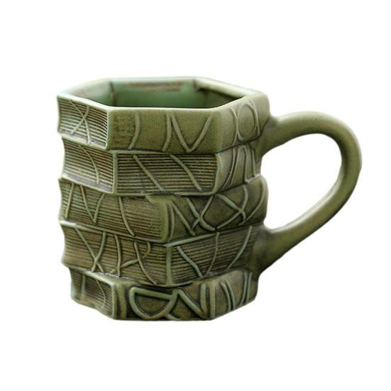 Кружка для кофе 250 мл, ручная роспись, керамическая, стопка книг, 3D-роспись, термостойкая, кружка для благодарности учителю, декоративная литературная кружка