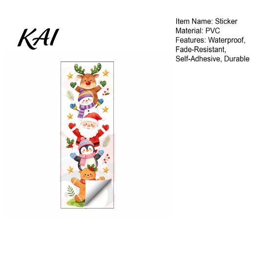 Xmas Cabinet Stickers Watercolor Christmas Stack?Up Characters Wall Stickers, Removable Self?Adhesive Door Holiday Gift for Friends Sticker, Santa