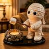 Coffee Bar Tea Light Candle Stand Figurine for Shelf Entry Table Display, Halloween Mummy Candle Cup Accent for Fall Home