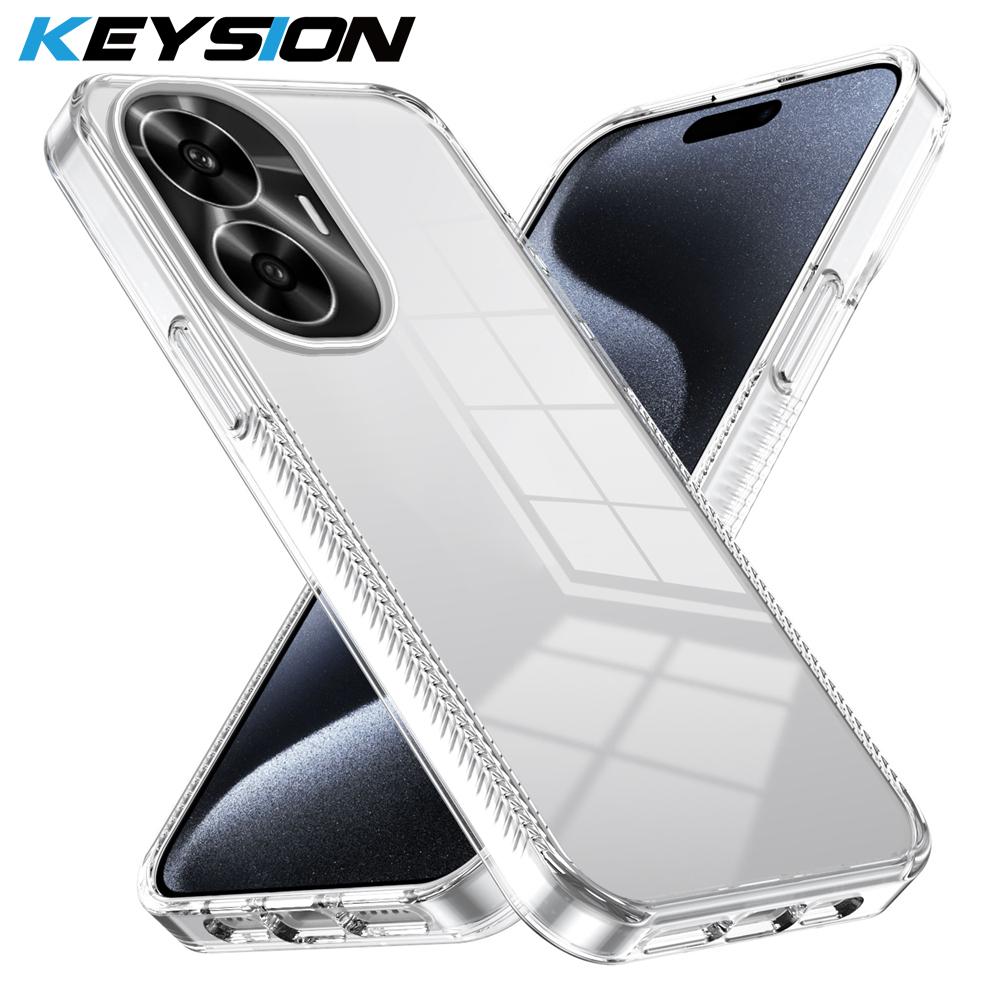 KEYSION Прозрачный чехол для Realme C55 Мягкий ТПУ+ПК Нескользящий HD Прозрачный Противоударный Чехол для телефона для OPPO Realme C53 C51