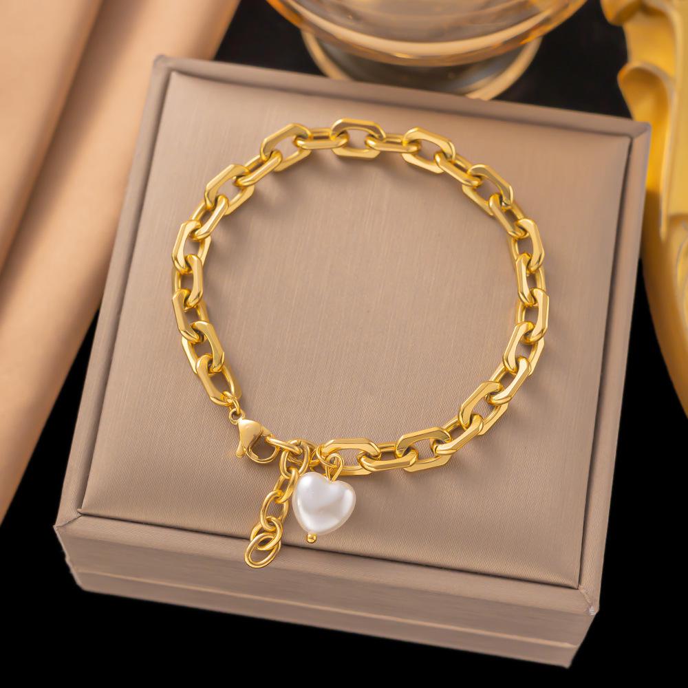 18K Gold Titanium Steel Bracelet - Women's Japanese Korean Fashion, Light Luxury, Non-Fading Jewelry