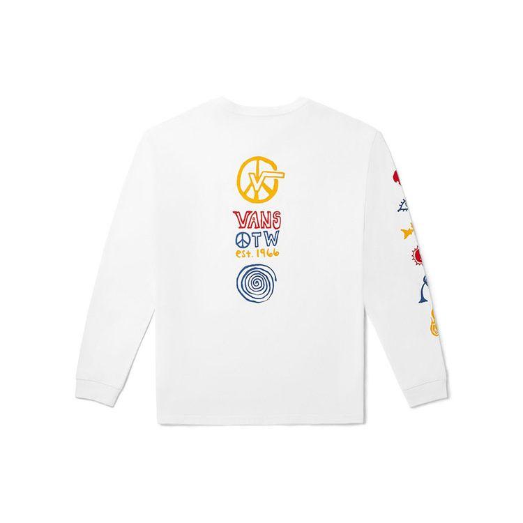 Vans Спортивная футболка с круглым вырезом и длинным рукавом с забавным принтом, мужские топы белого цвета VN0A5F3MWHT