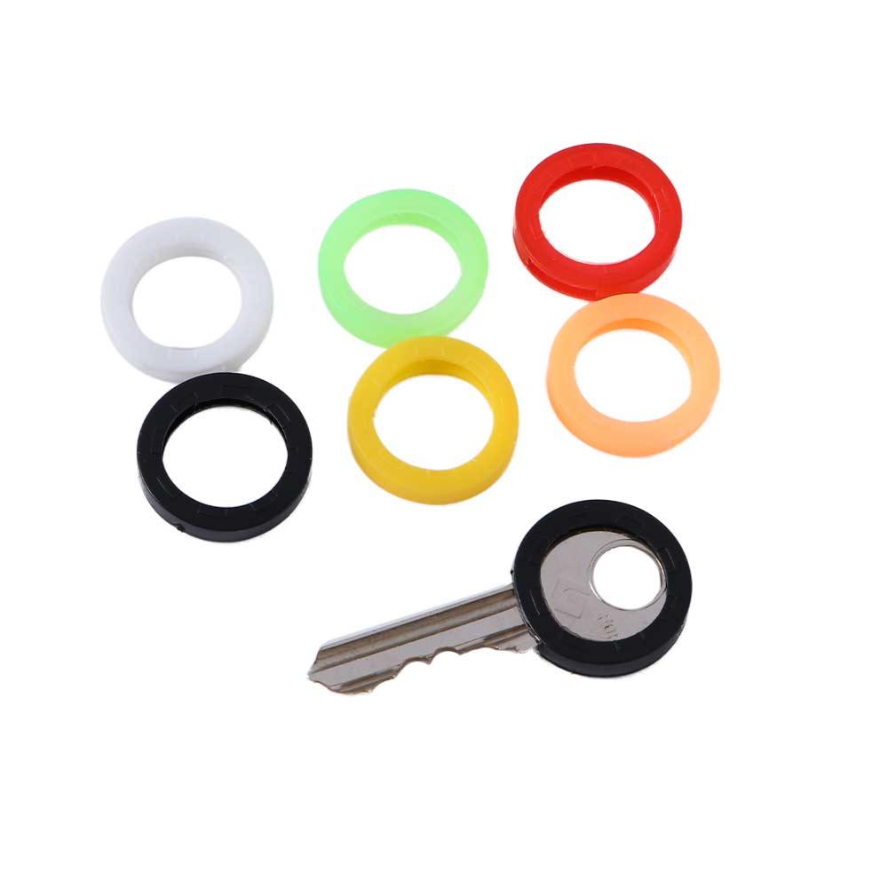 8pcs 8pcs Hollow Round Mixed Color 24mm*4mm Silicone Keys Cap Keyring Key Covers
