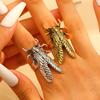 Punk Beetle Open Ring for Men Women Exquisite Cicada Insect Finger Ring Vintage Exaggerated Hiphop Casual Versatile Jewelry Gift