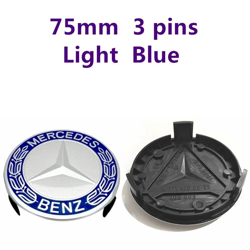 Car Sticker 4pcs Wheel Center Cap 75mm 3 pin AMG Apple Tree New Black Dark Light Blue Wheat Styling Badge For Mercedes Benz Hub