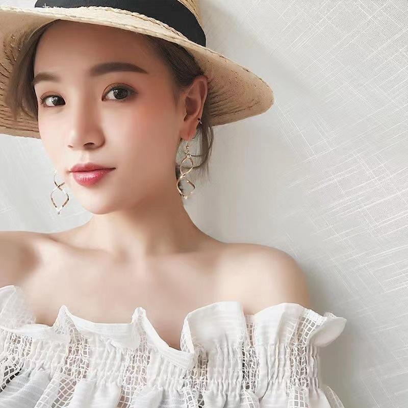 Серьги-подвески с полым спиральным каркасом для женщин, простые корейские серьги с цифровой подвеской, модные серьги, висячие женские трендовые украшения для ушей ARI