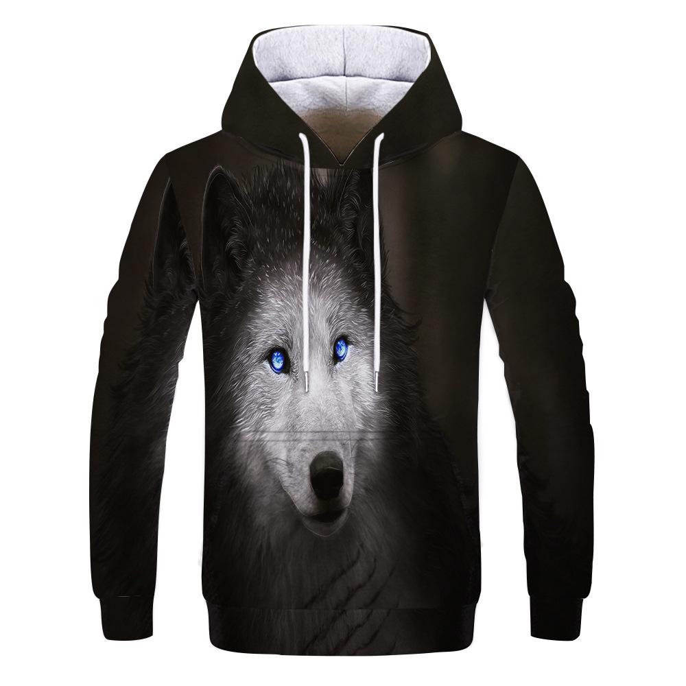 Spring Autumn Hooded Sweatshirt 3D Digital Printing Unisex Hoodies Men Women Wolf Fashion Loose Pullover