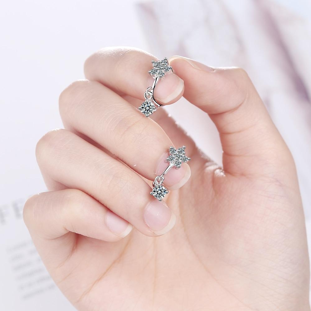 Серьги-кольца Huggies со звездой из розового золота и прозрачным фианитом с пятью лепестками, противоаллергические украшения