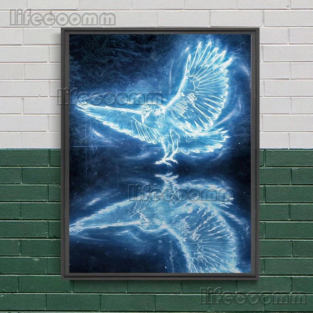 Животные эльфы в лесу настенная живопись на холсте олень, ворон, сова, леопард, мистическое существо художественный постер и принт домашний декор без рамки