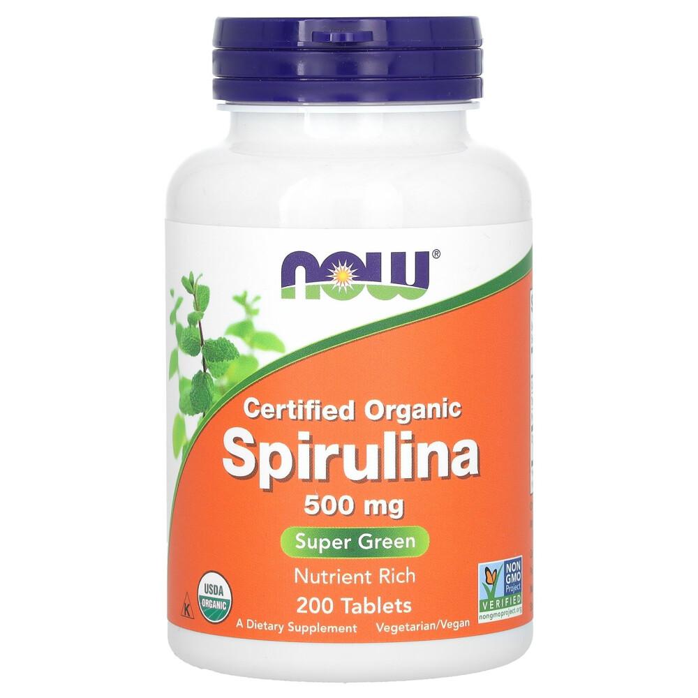 Now Foods Certified Spirulina 3000mg, 200 Tablets (500mg per Tablet)
