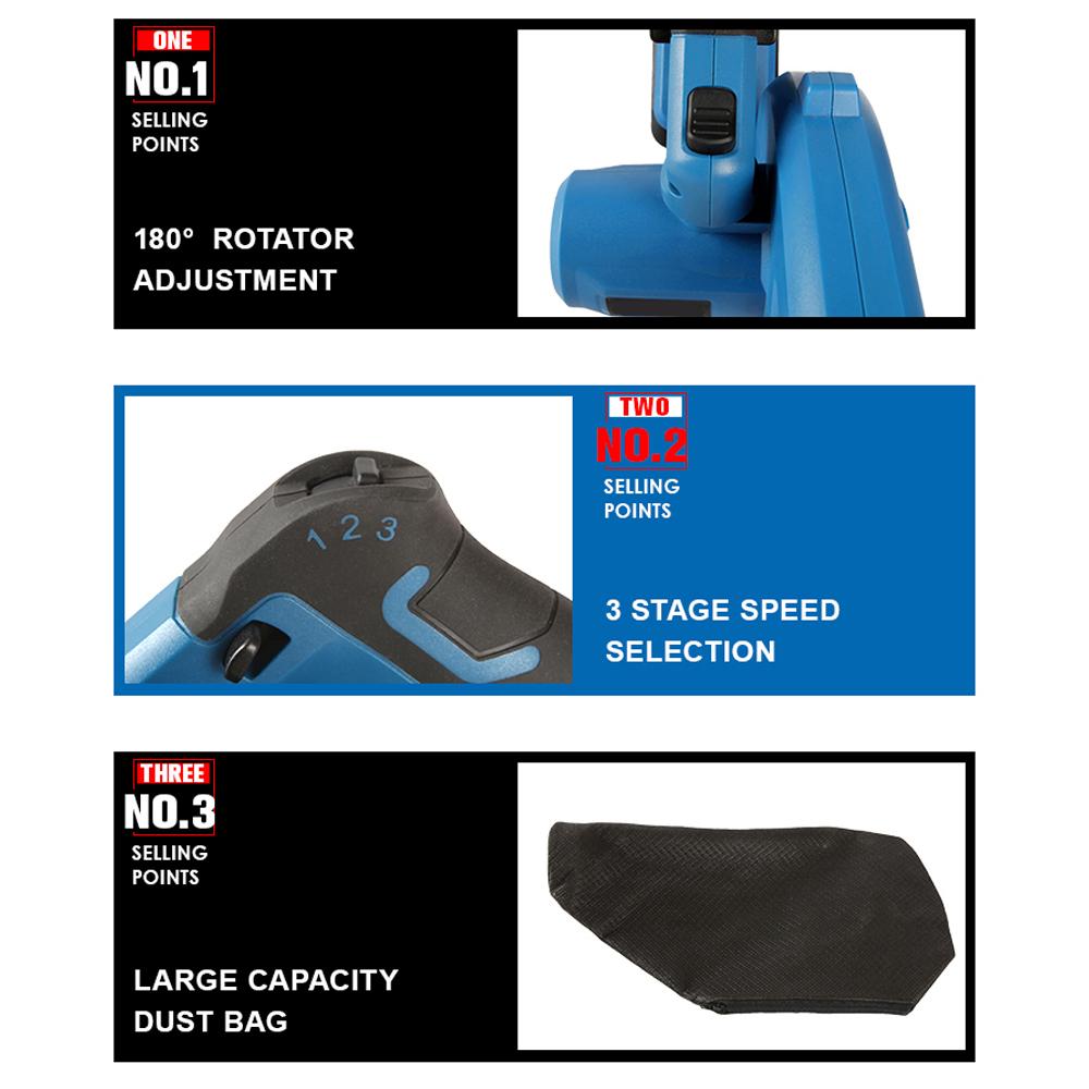 Воздуходувка для рабочей площадки, легкий беспроводной комплект воздуходувки с литиевой батареей 20 В, 2,0 Ач, быстрое зарядное устройство, 3 шт.