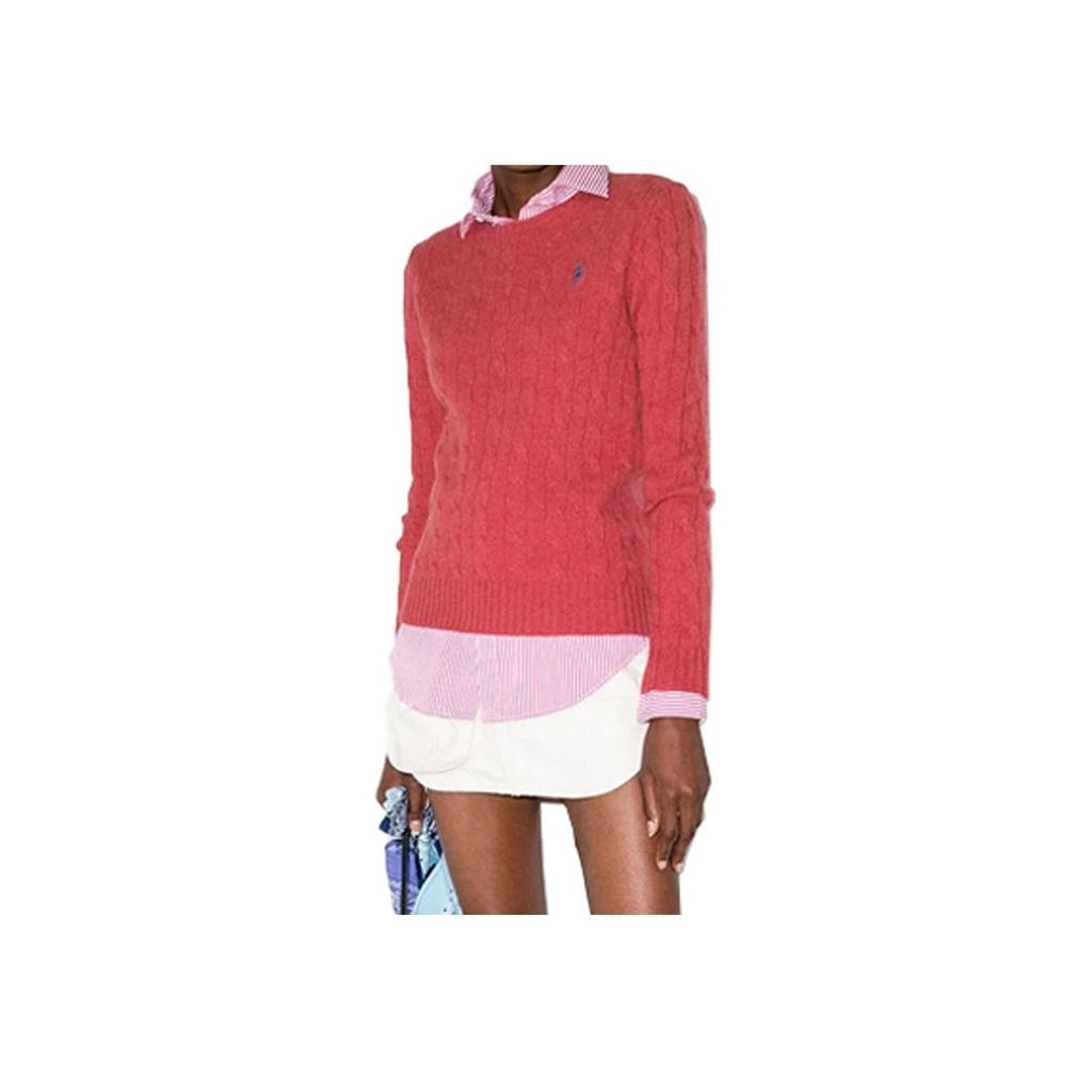 Polo Ralph Lauren FW21 Logo Solid Color Crew Neck Wool Sweater Women Sweater Red 211525764-051