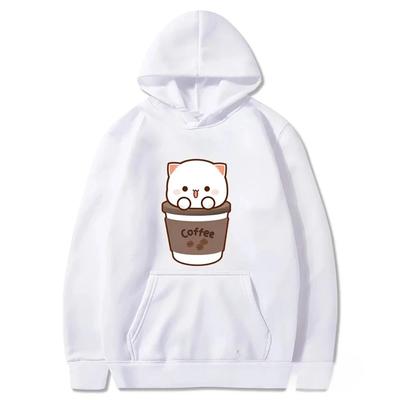 Забавный худи с черным котом, поедающим рыбу, женский, мода Харадзюку, толстовка, уличная одежда, теплый, женский худи с карманом-кенгуру