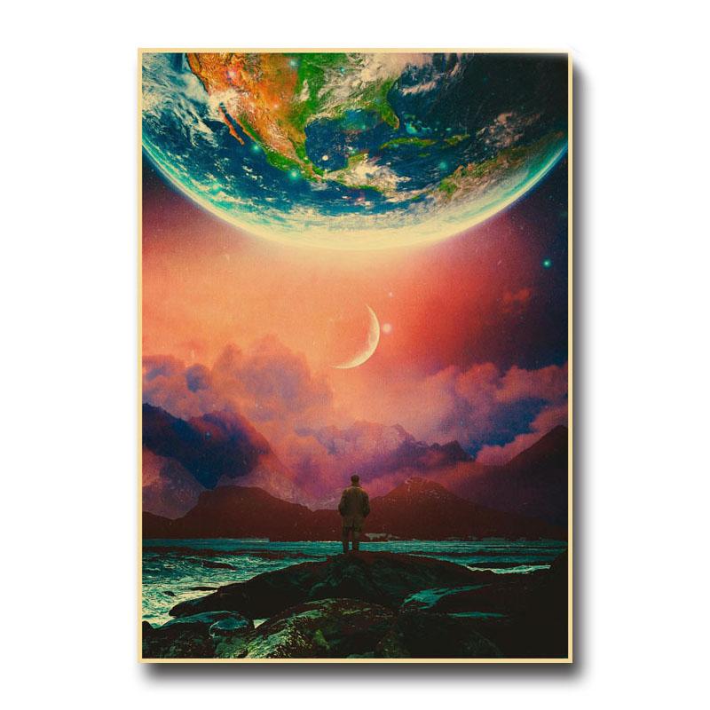 Vintage Astronaut Space Dreaming Poster Fantasy Flower NIght Wall Art Home Decoration Kawaii Room Decor Quality Canvas Posters