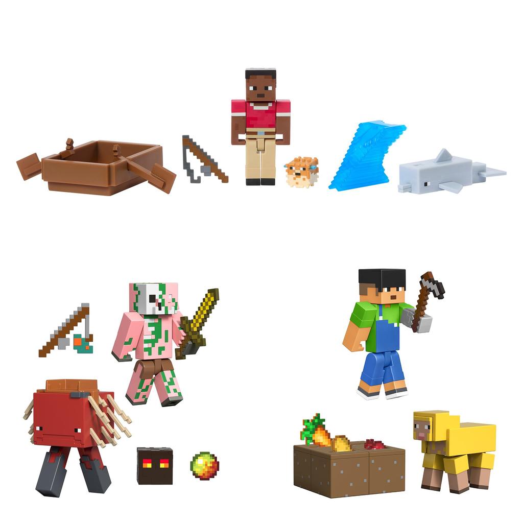 Mattel Minecraft Basic Set of U Kids Set of Ages Figures, 2, Assortment, Figures, 4, Boxed, 6+, Multi-Purpose, 986U-GTT53