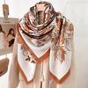 Autumn and Winter New Temperament Versatile Neck Protection Warm Removal Beard Large Square Scarf Printed Scarf 130CM Shawl