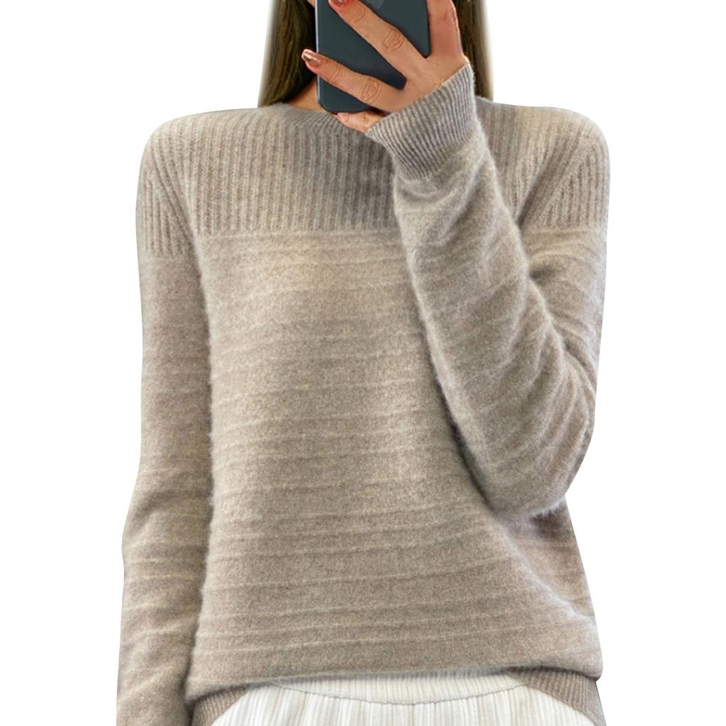 Женский модный круглый вырез однотонный вязаный свитер топ пуловер повседневный свитер