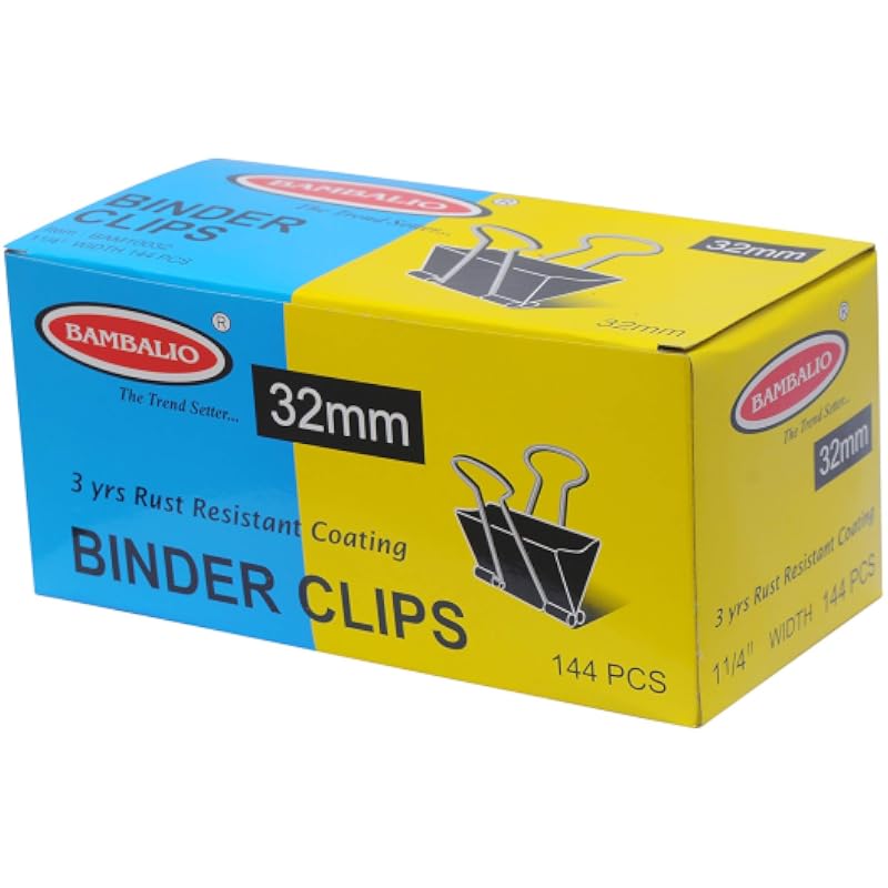 Bambalio Binder Clips 32Mm Black Set Of 3 Dozen(Pack Of 36)