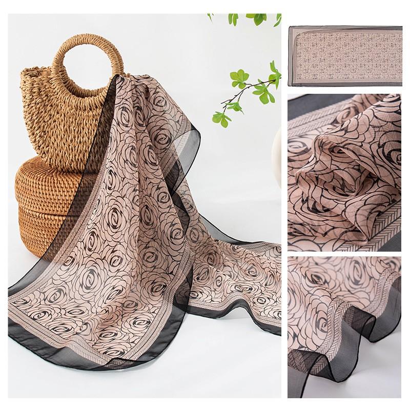 Womens Silk Scarf Fashionable Versatile Shawl 100% Mulberry Printed High-end Sense Accessory