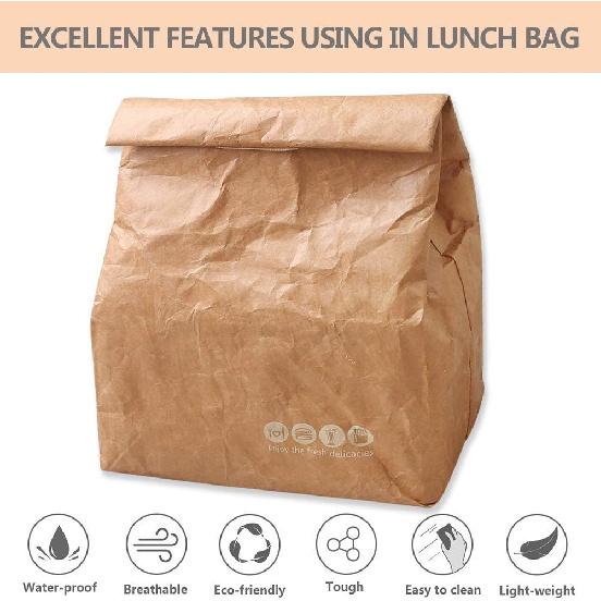 Hangnuo 2 Pack ulated Brown Paper Lunch Bags Reble, Retro Lunch Sacks for Adults Work Office, Brown Paper - 7.8 x 5.9 x 11.8 inches