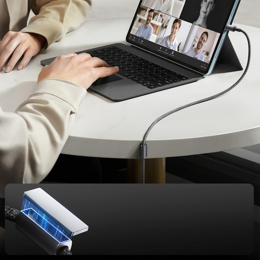 USB-A - iPhone Lightning cable with magnetic holder organizer 1.2m - gray