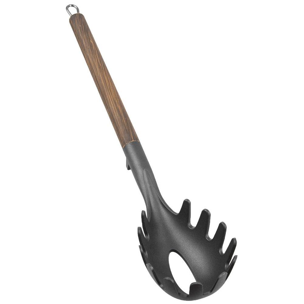 Orion Black Thermoplastic and Wood-Look Handle Spaghetti Serving Spoon 33.5 cm