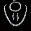 4 Bridal Zircon Set Rhinestone Necklace Earrings Bracelet Women's Accessories