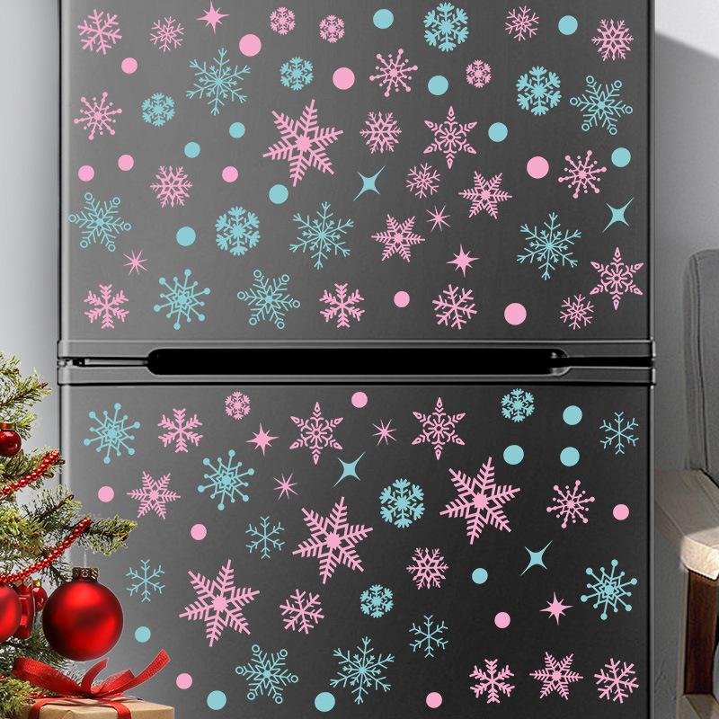 Colored Christmas snowflake glass window decorative sticker Self-adhesive material Festive atmosphere decorative wall sticker Refrigerator sticker