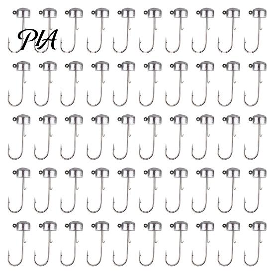 Compact Fishing Supplies 50Pcs Metal Hooks Set, 3.5/5/7/10/14g Jig Head Hook, Heavy Tackle Accessories Duty Fish Hook with Barbs for Freshwater