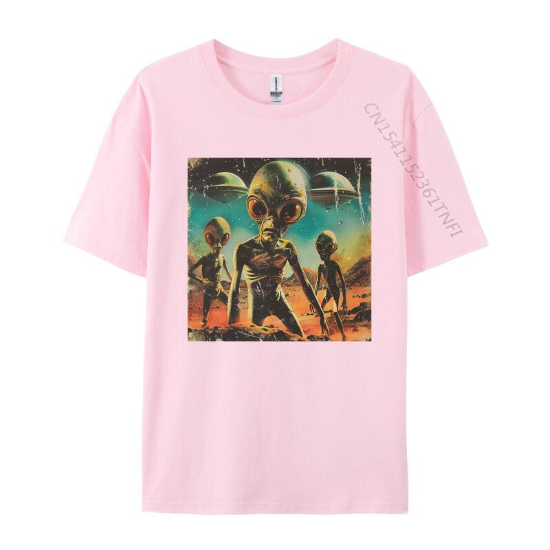 Vintage Alien Tshirt Men Tshirts Printed Cotton Tops Simple Style Casual Clothes Mens Shirts Graphic Tee