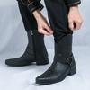 Осенне-зимние мужские ботинки Рыцарский джентльменский стиль Уличная мода высокого качества кожаная обувь 38-46 люкс Черный