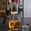 Three Cup Glass Japanese Smoke Pavilion Teapot Wooden Handle Side Tea Water Separation Tea Infuser, Walnut Tea Sea, Tea Cup