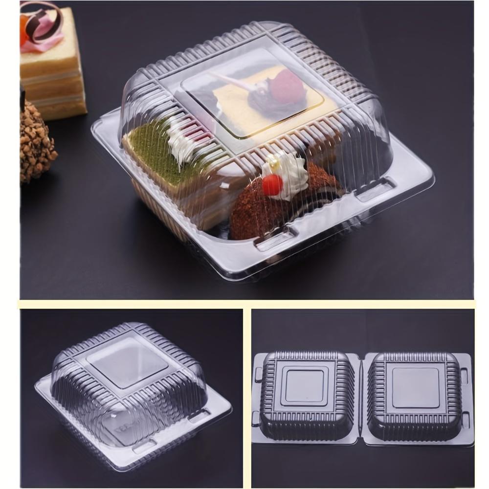 50 Pcs Clear Plastic Hinged Take Out Containers Disposable Clamshell Food Cake Containers with Lids for Dessert, Cakes, Cookies, Salads, Pasta