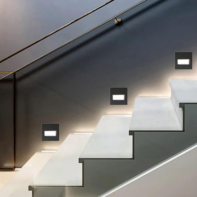 Подсветка ступени с датчиком движения recessed step light ночник лестничный светильник