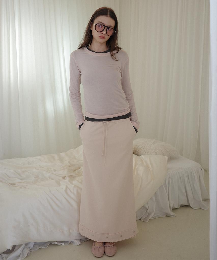 Salon De Yon Studded Sweat Skirt_ Skin Pink