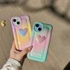 Корейский силиконовый чехол для телефона с 3d лазерным сердечком и градиентом для Iphone 14 13 12 11 Pro Max Smudge розовый простой противоударный мягкий чехол