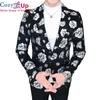 Men Clothing Spring Casual Bronzing Printed Suit Collar Korean Slim