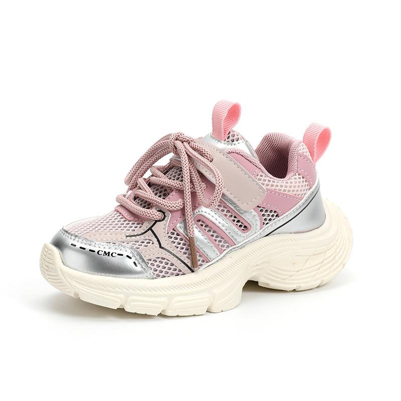 Детские сетчатые кроссовки весна и осень для мальчиков Pops Shoes Обувь для девочек Кроссовки для бега среднего и большого размера Tide