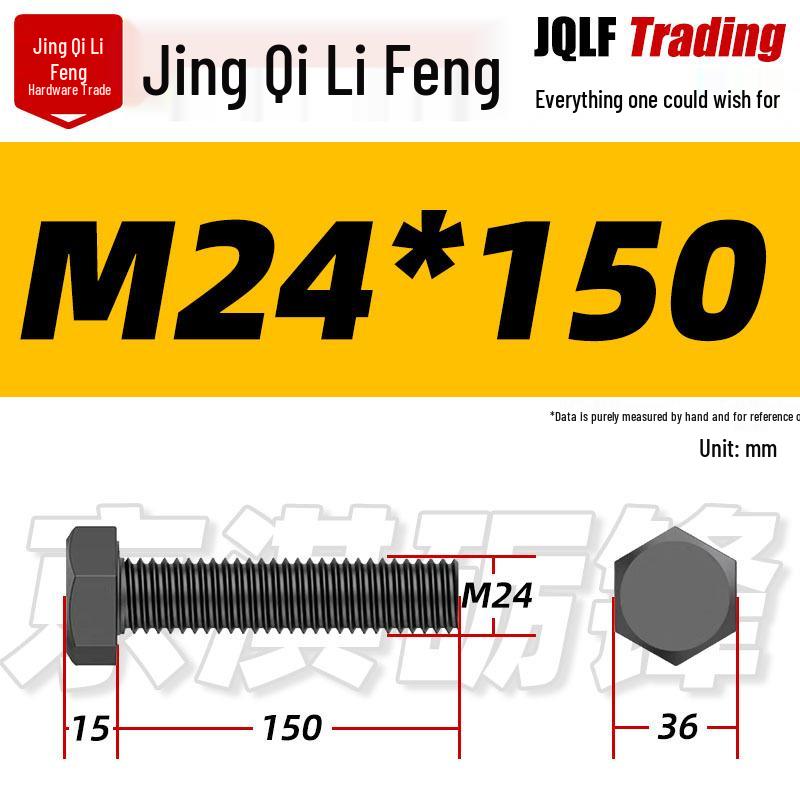 12.9 Grade High-Strength Blackened Hex Bolt M22-M48
